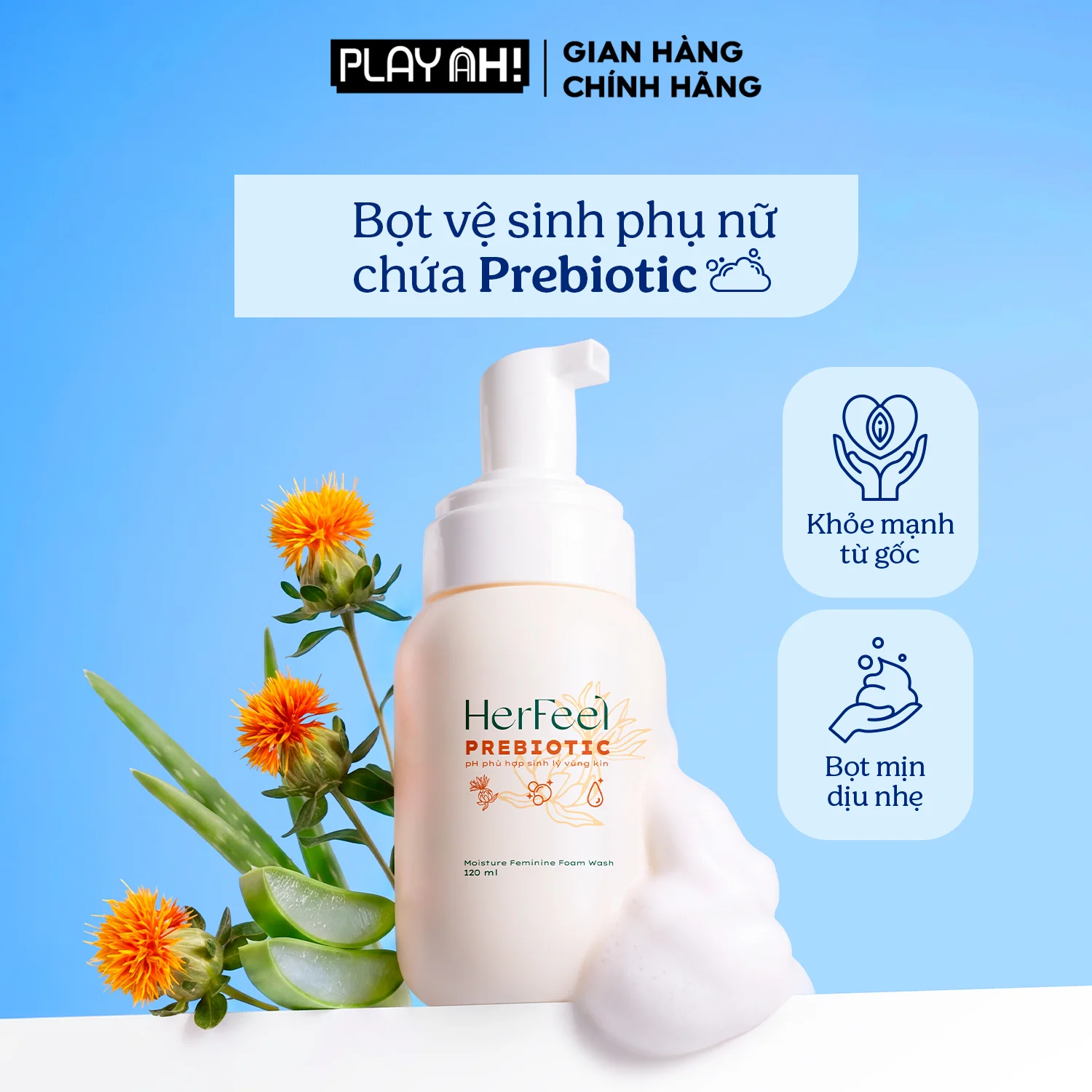 Bọt Vệ Sinh Phụ Nữ Her Feel Prebiotic Rose Foam Wash 150ml